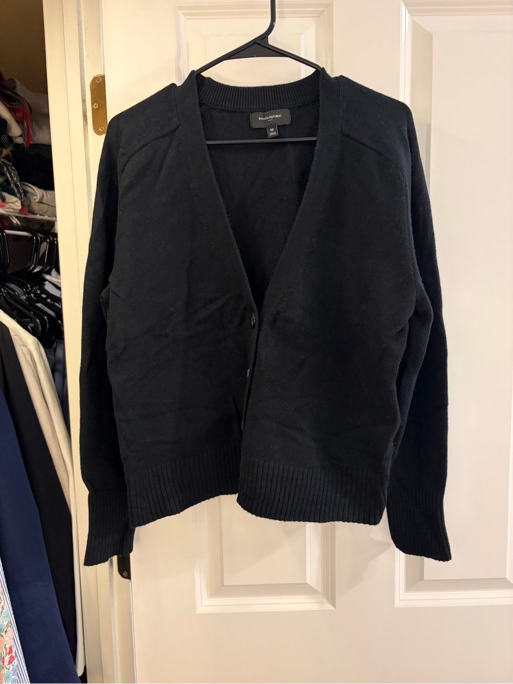 Banana Republic Factory Black V-Neck Button Cardigan